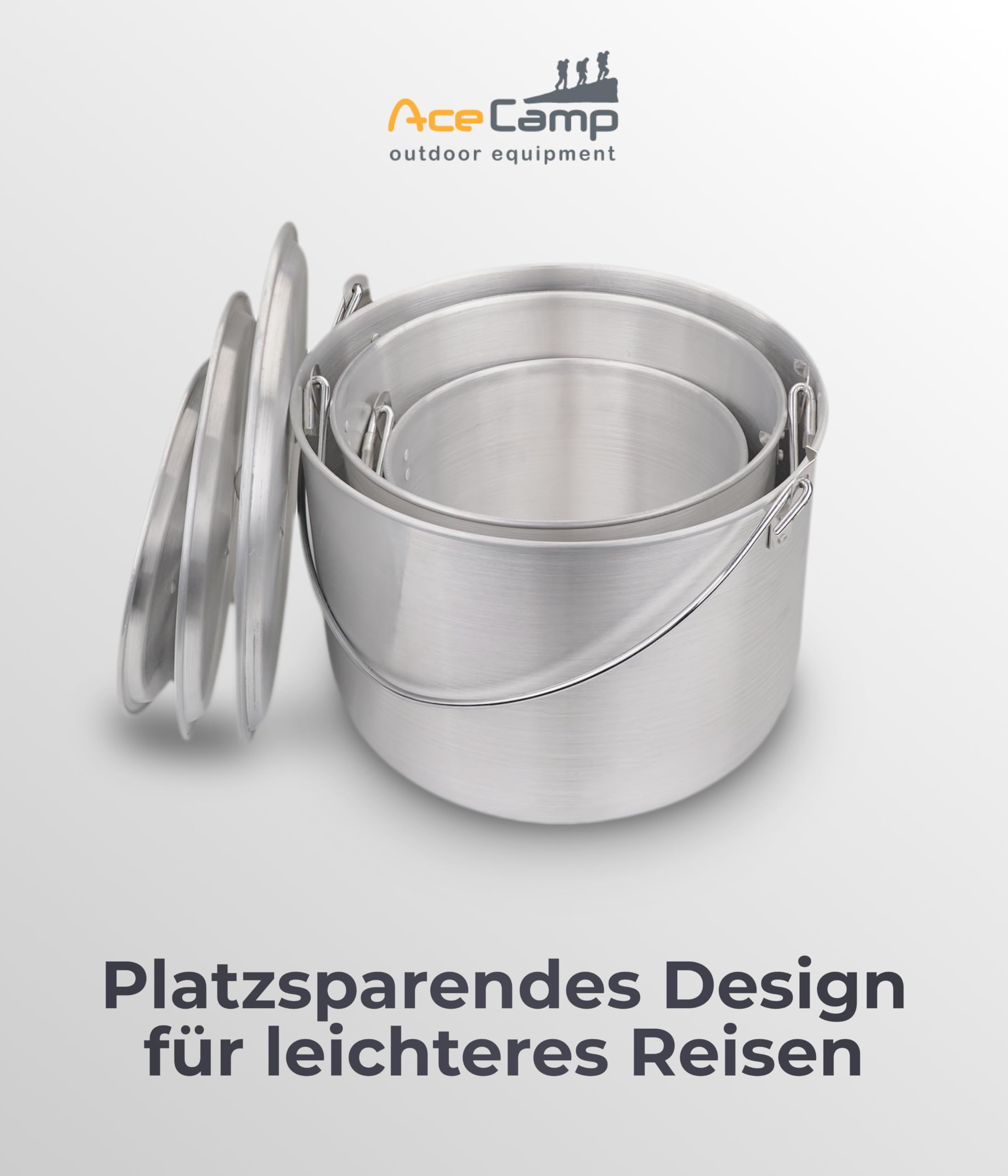 AceCamp® Aluminum Camping Pot with Lid & Handle - Lightweight Cookware for Gas Stoves, Grills & Campfires - Perfect for Backpacking, Hiking & Outdoor Cooking Adventures