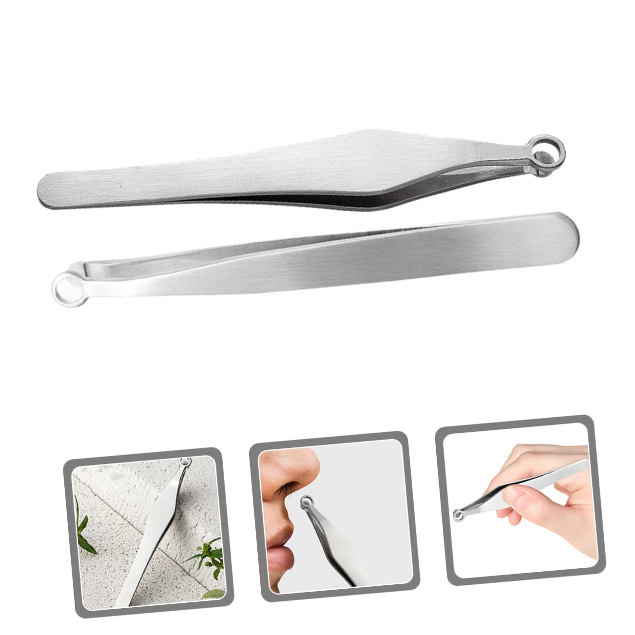 Healeved 2-Pack Stainless Steel Nose Hair Trimmer for Men - Facial Hair Grooming Tool, Eyebrow Tweezers & Nose Scissors | Perfect for Travel, Home & Professional Grooming Kits