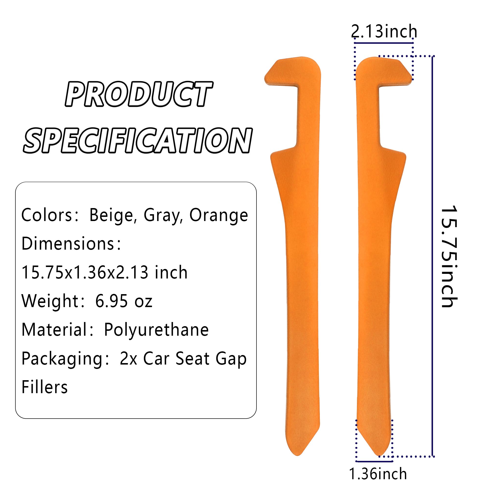 Junecarp 2 Pack Flexible Car Seat Gap Filler Organizer - Prevent Items from Falling, Essential Interior Car Accessories for Phone, Keys & Small Items (Orange) - Perfect for Sedans, SUVs & Family Cars