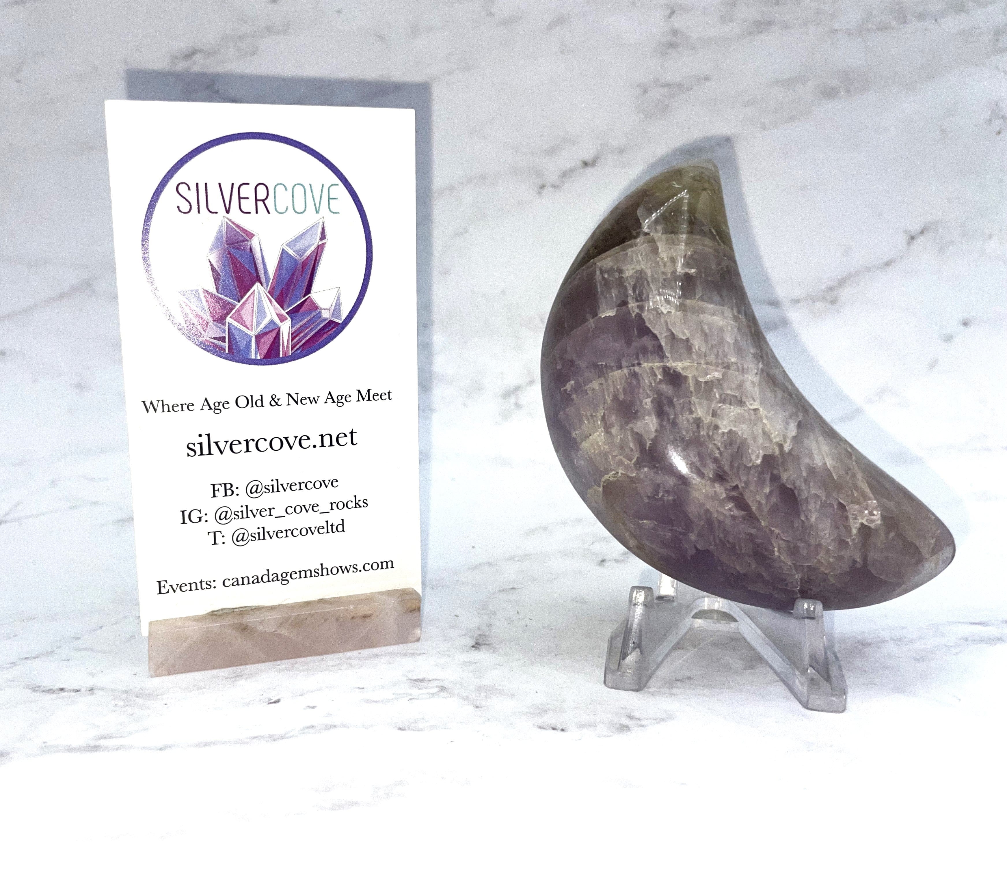 Natural Ametrine Moon Carving - Handmade Healing Crystal for Meditation, Yoga & Spiritual Decor - Perfect for Home, Office & Gift Giving