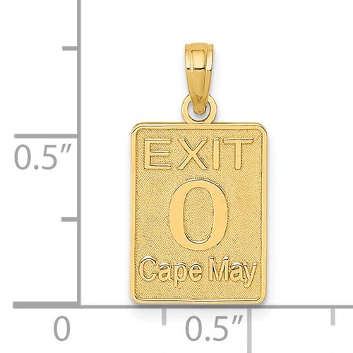 14K Yellow Gold Travel Charm Pendant - Exit 0 Cape May Souvenir Jewelry for Women | Perfect for Travel Lovers, Vacation Gifts & Beach-Themed Accessories