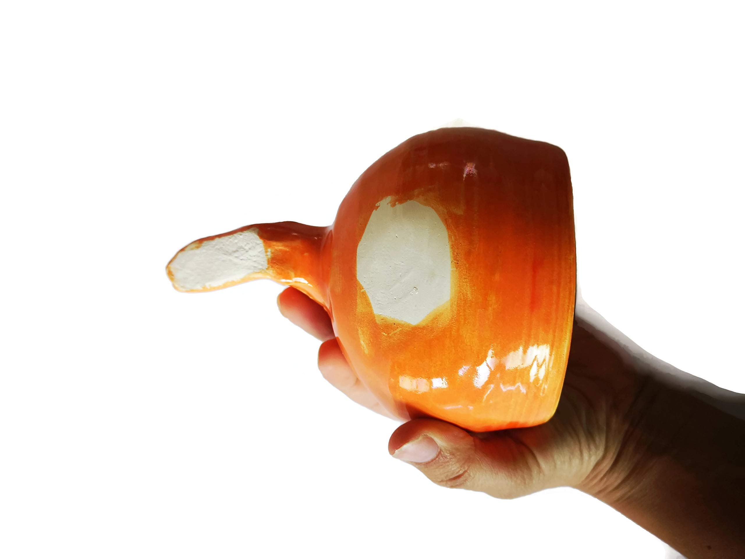 Handmade Orange Ceramic Fish Sculpture - Unique Home & Office Decor Art Piece for Living Room, Shelf, or Desk Display