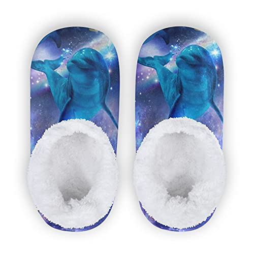 **Galaxy Space & Killer Whale Girls' Slippers - Warm Indoor/Outdoor House Shoes for Kids - Perfect for Home, School & Playtime**