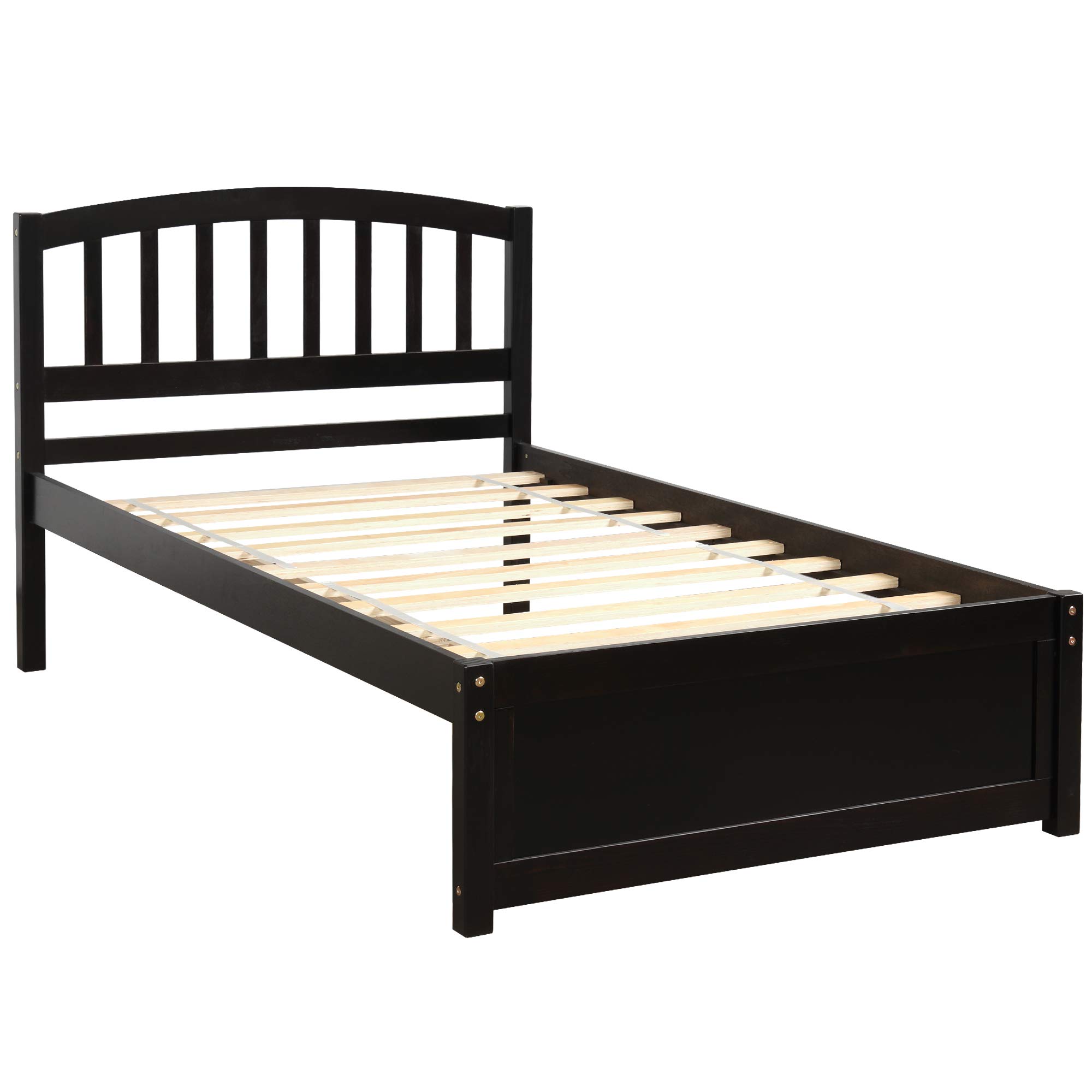 Merax Twin Size Solid Wood Platform Bed Frame with 2 Storage Drawers & Headboard - Espresso Finish | Perfect for Small Bedrooms, Guest Rooms & Kids' Rooms