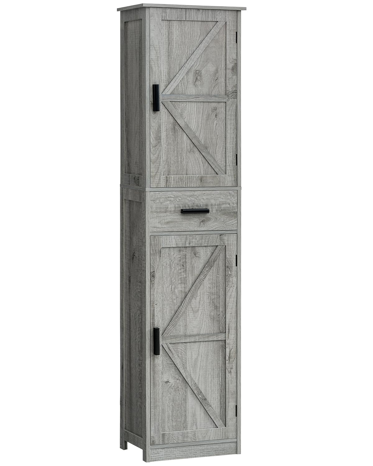 WEENFON 6-Shelf Tall Storage Cabinet with Drawer, Adjustable Shelves for Bathroom, Living Room & Home Office - Rustic Gray UNSNG083C | Space-Saving Narrow Cabinet for Small Spaces & Clutter Organization