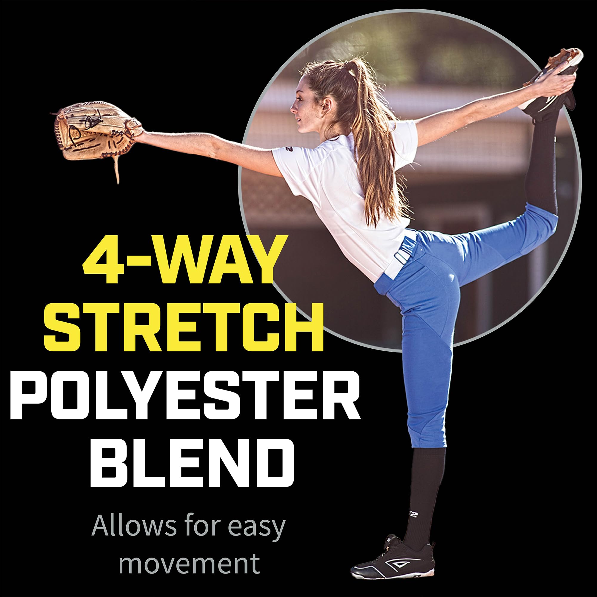 3N2 Women's Softball Pants - NuFit Knickers with ¾ Inch Belt Loops, Low-Rise Fit & Double Knee Reinforcement - Perfect for Practice, Games & Tournaments
