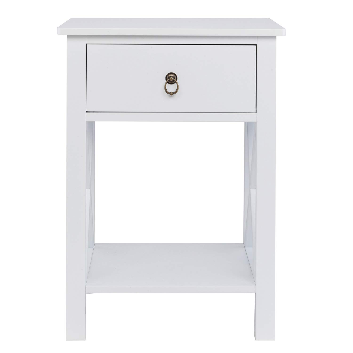 Bonnlo White Nightstands Set of 2 with Drawer - Farmhouse Style Bedside Tables for Small Spaces - Perfect for Bedroom, Kids Room, Living Room & Office - End Tables with Storage for Home Decor