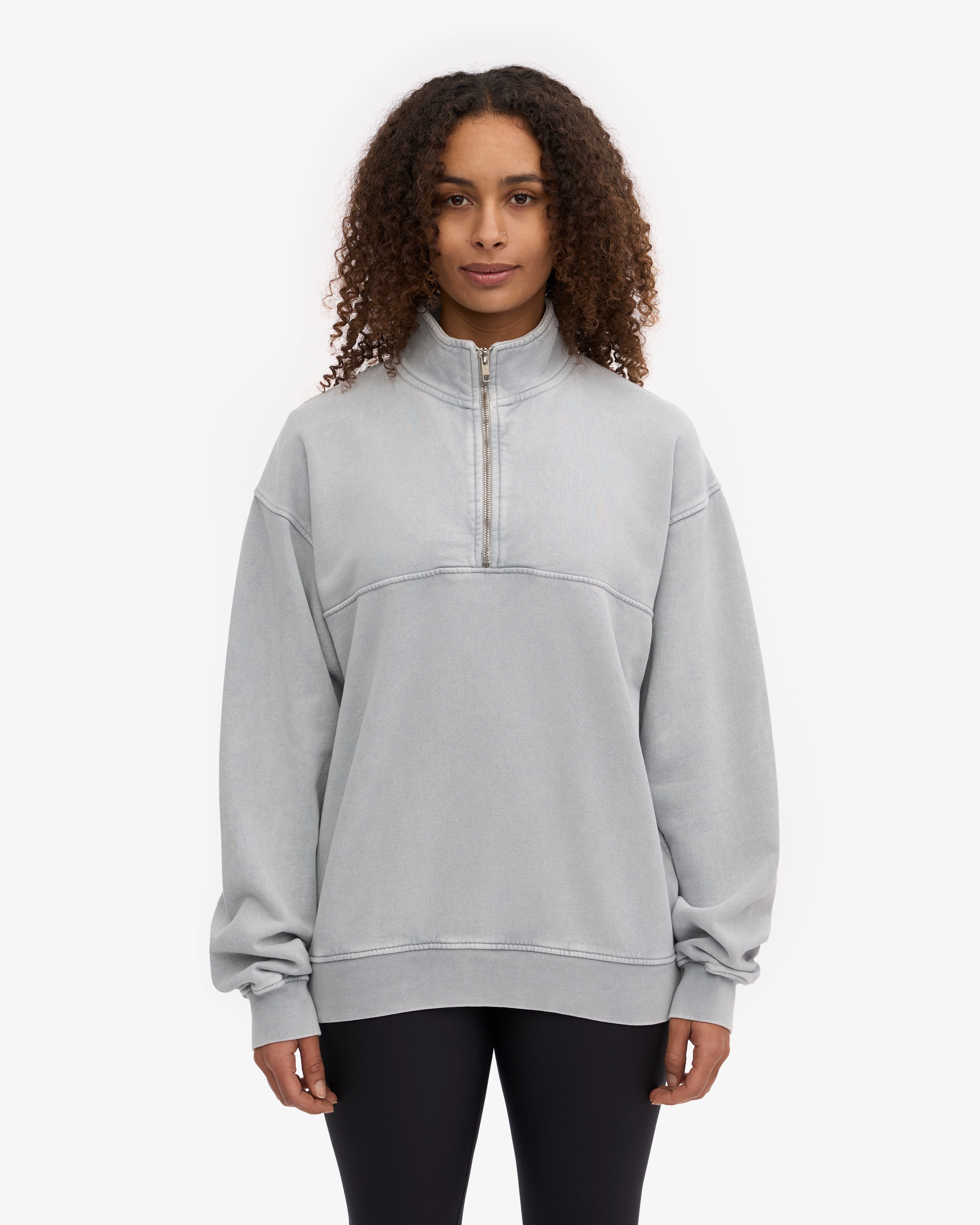 Organic Quarter Zip Sweatshirt for Men & Women | Faded Grey Pullover | Casual & Outdoor Wear for Hiking, Running & Travel