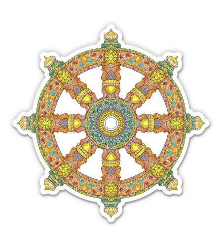 3 Inch Wheel of Dharma Vinyl Sticker - Waterproof Decal for Car, Laptop, Water Bottle, Phone - Perfect for Buddhist Decor, Yoga Accessories & Spiritual Gifts
