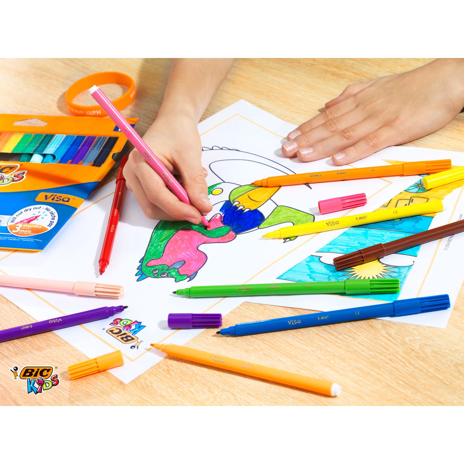 Bic Kids Visa Colouring Pens - 24 Pack Black Washable Markers for Children's Art Projects, School Supplies & Creative Drawing Activities