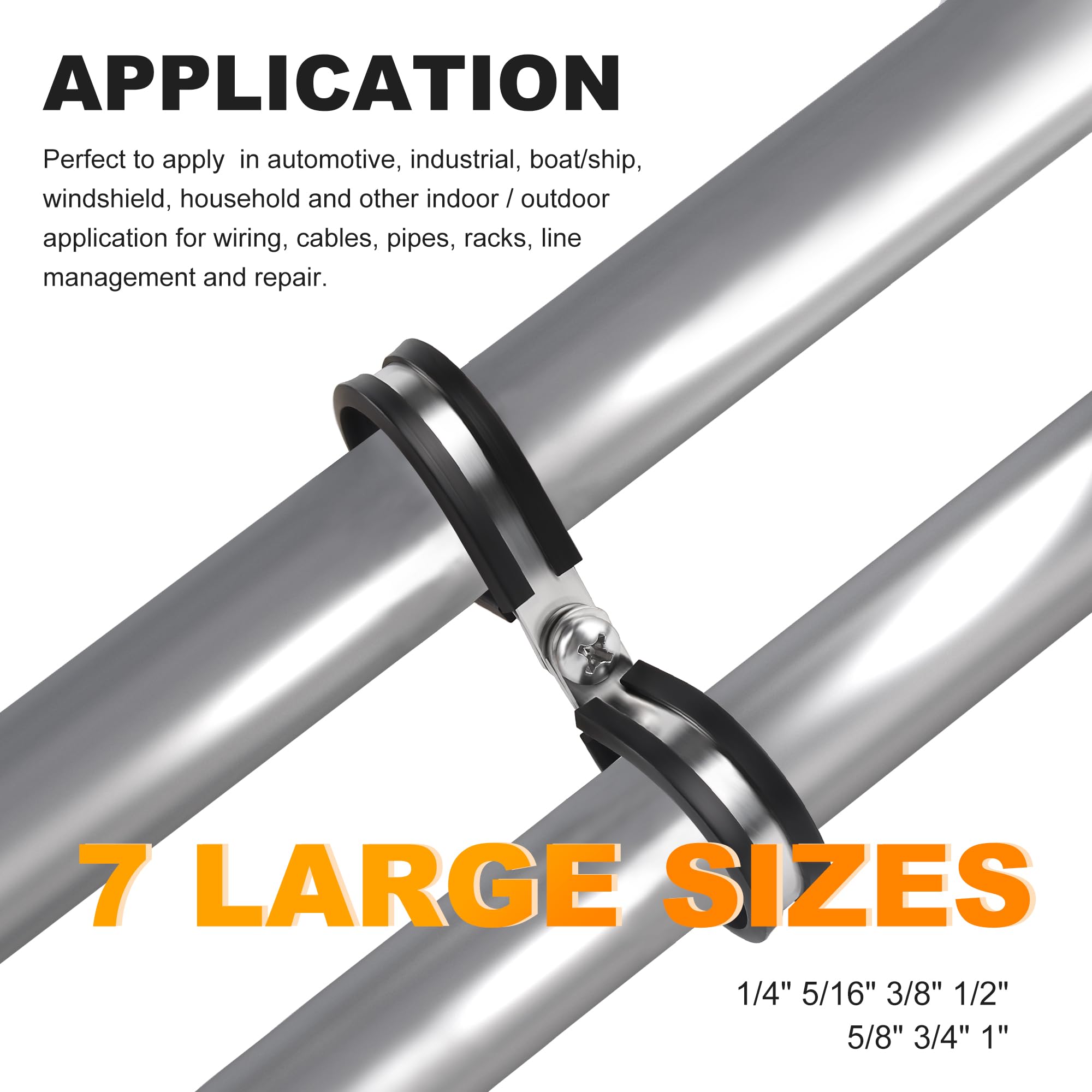 Flytuo 60PCS Stainless Steel Cable Clamps Kit - 7 Sizes (1/4