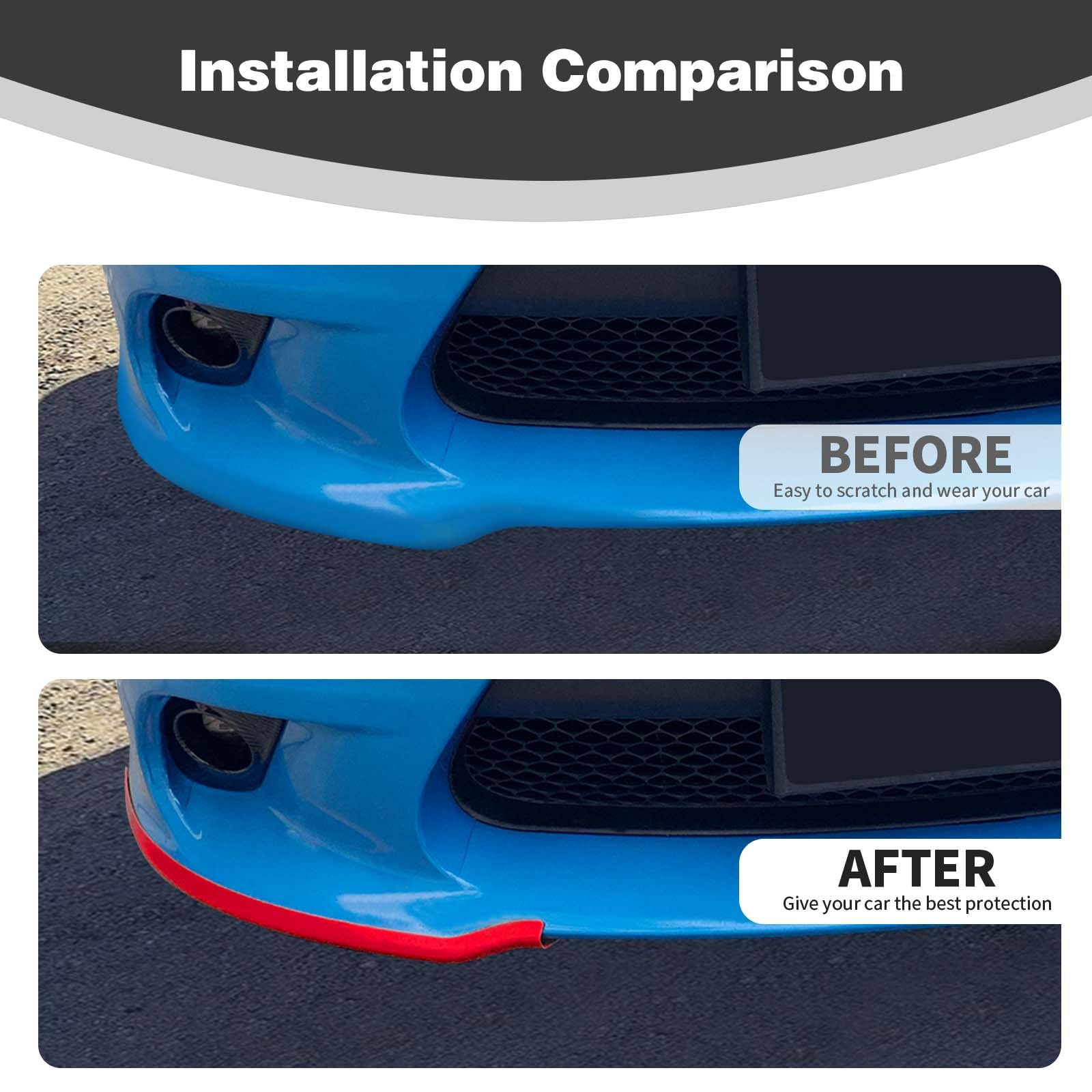 2015-2023 Dodge Charger SRT Hellcat Front Bumper Lip Splitter Protector Cover - Red Exterior Accessories (2-Piece Set) | Enhance Style & Protection for Street Racing & Car Shows