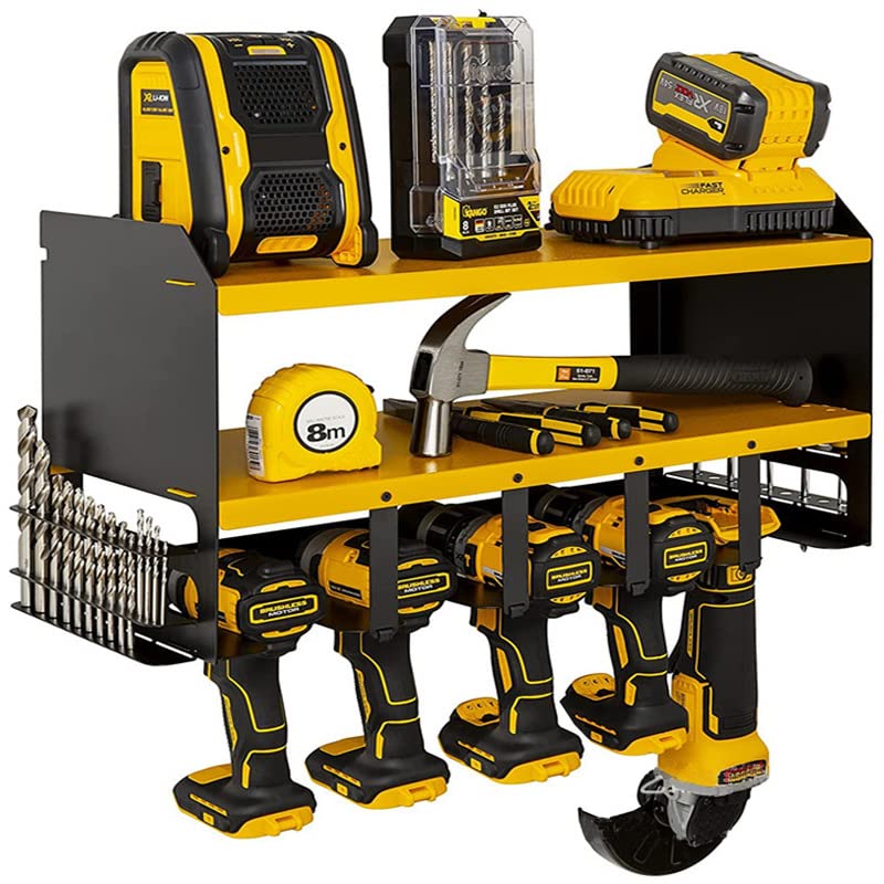 Heavy Duty Wall Mounted Steel Tool Storage Rack - Compact Floating Shelf for Handheld & Power Tools | Garage Workshop Organization, DIY Projects & Home Improvement