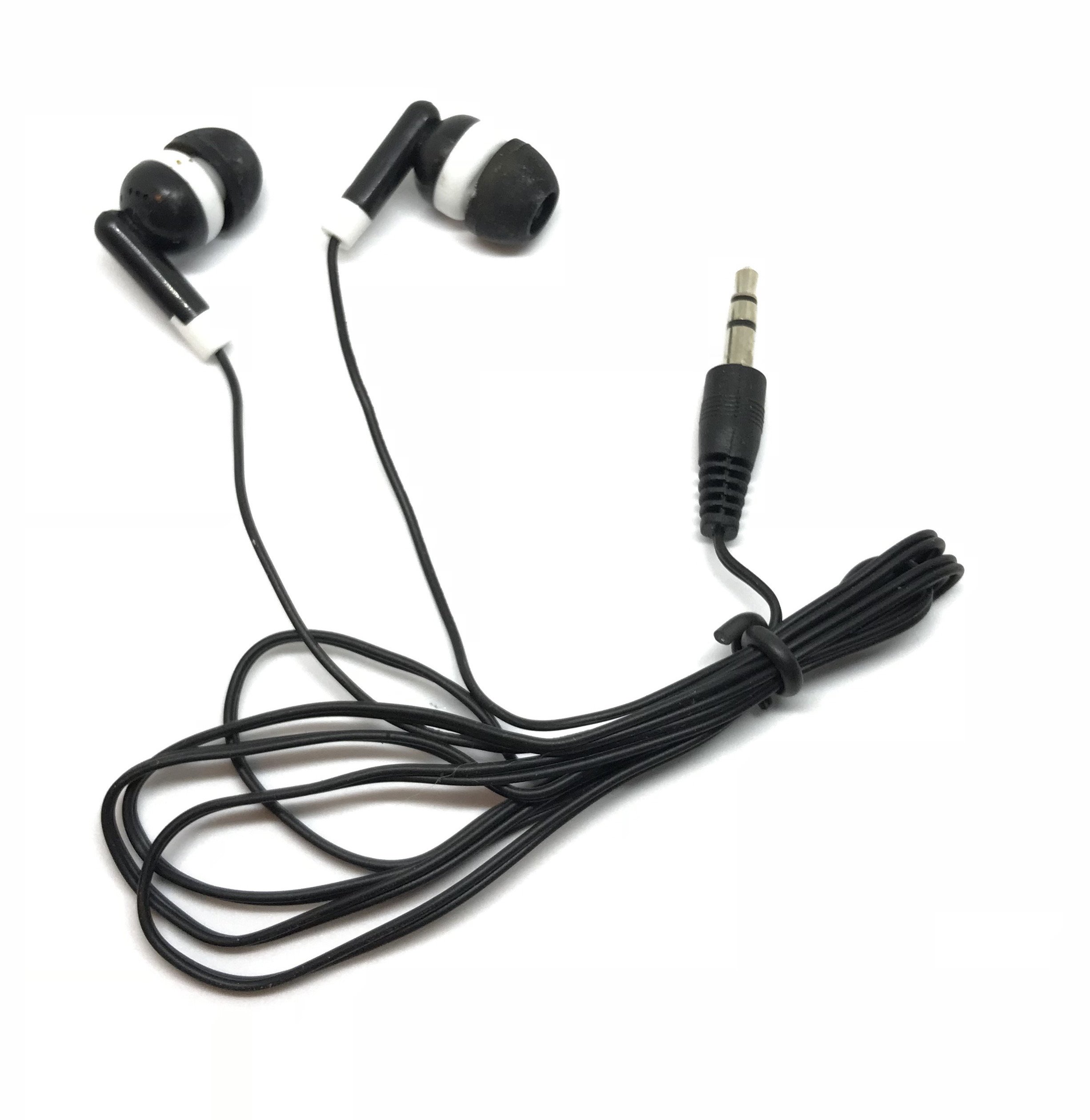 TFD Supplies Wholesale Bulk Earbuds Headphones 500 Pack - Compatible with iPhone, Android, MP3 Player - Black - Perfect for Schools, Gyms, Events & Retail Stores