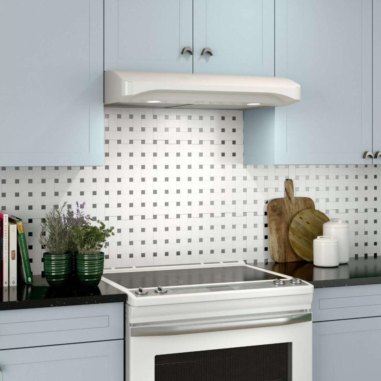 Broan Elite Alta I Series 30-Inch Convertible Under Cabinet Range Hood in White (ALT130WW) - Powerful Kitchen Ventilation for Smoke, Odor and Grease Removal