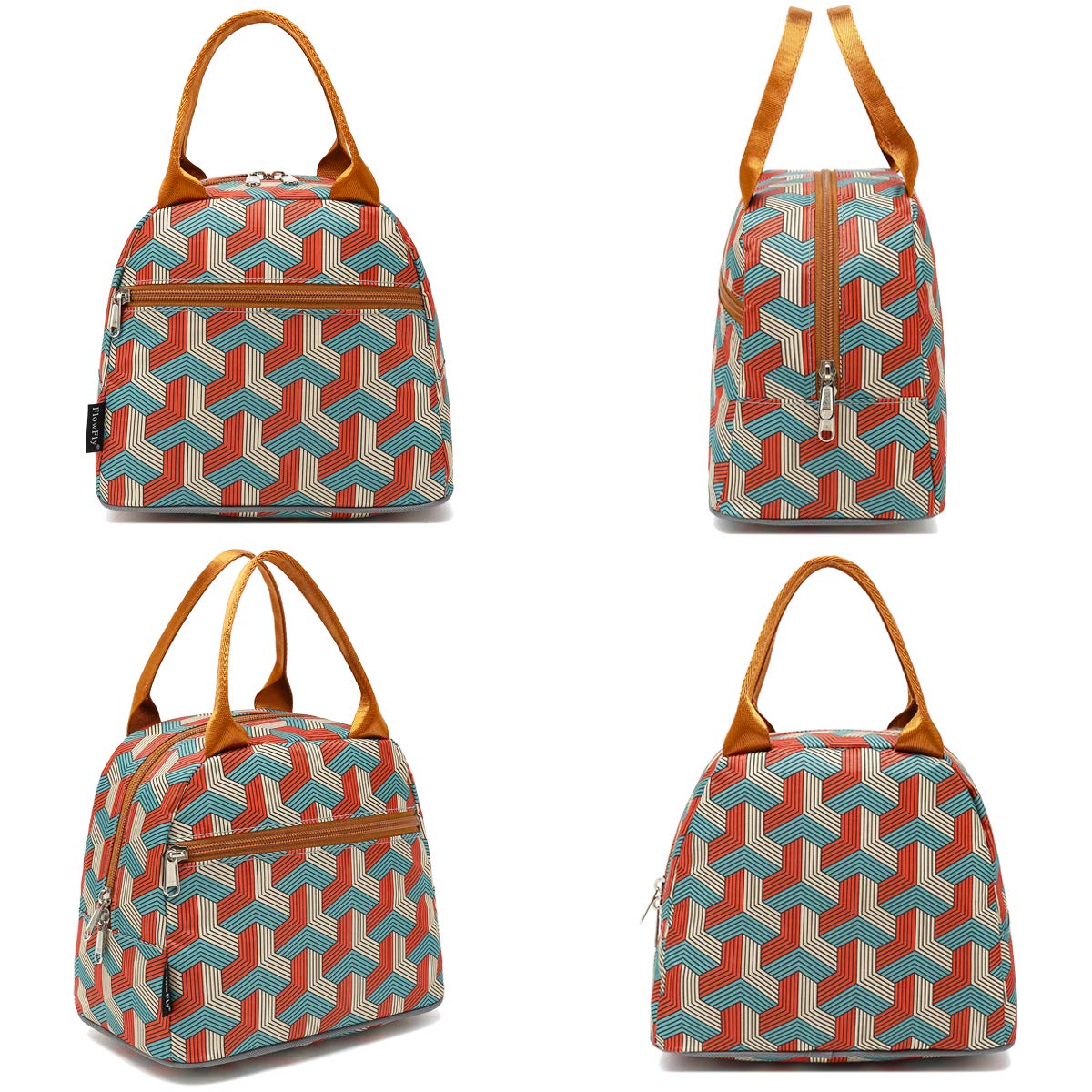 FlowFly Insulated Lunch Bag Tote - Reusable Cooler Lunch Organizer for Women & Men (Red) - Perfect for Work, School, Picnics & Outdoor Activities