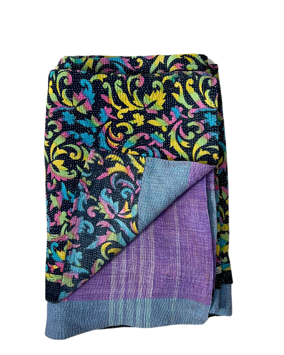 Premium Midweight Kantha Quilt No. 529 - Handmade Cotton Throw Blanket for Bed, Sofa & Cozy Home Decor - Perfect for All Seasons