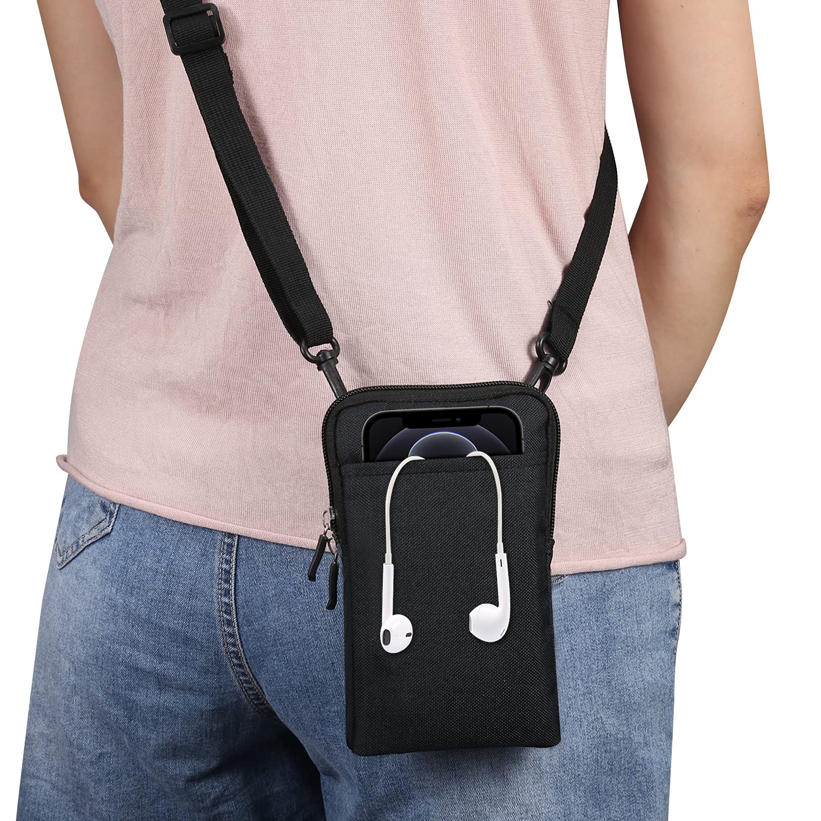 Men's Black Crossbody Shoulder Bag & Waist Pouch - 7.2
