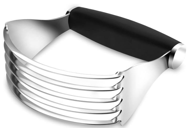 Stainless Steel Pastry Blender with Thick Sharp Blades - Heavy Duty Dough Cutter & Butter Blender for Baking, Pie Crust, Cookies - Dishwasher Safe 5.5