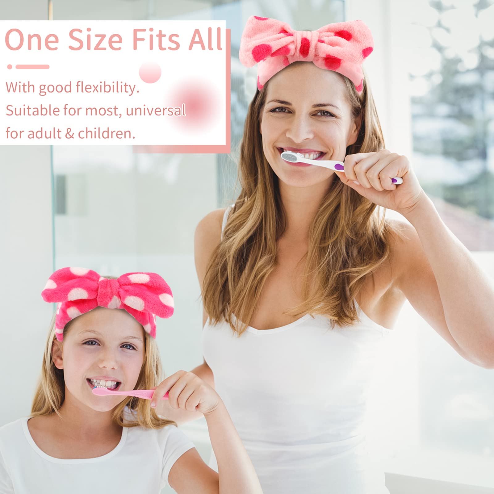 WHAVEL 9 Pack Pink Microfiber Hairband for Washing Face & Skincare - Soft Makeup Headbands with Cute Bow for Women - Perfect for Spa, Bath, Beauty Routine & Nighttime Skincare