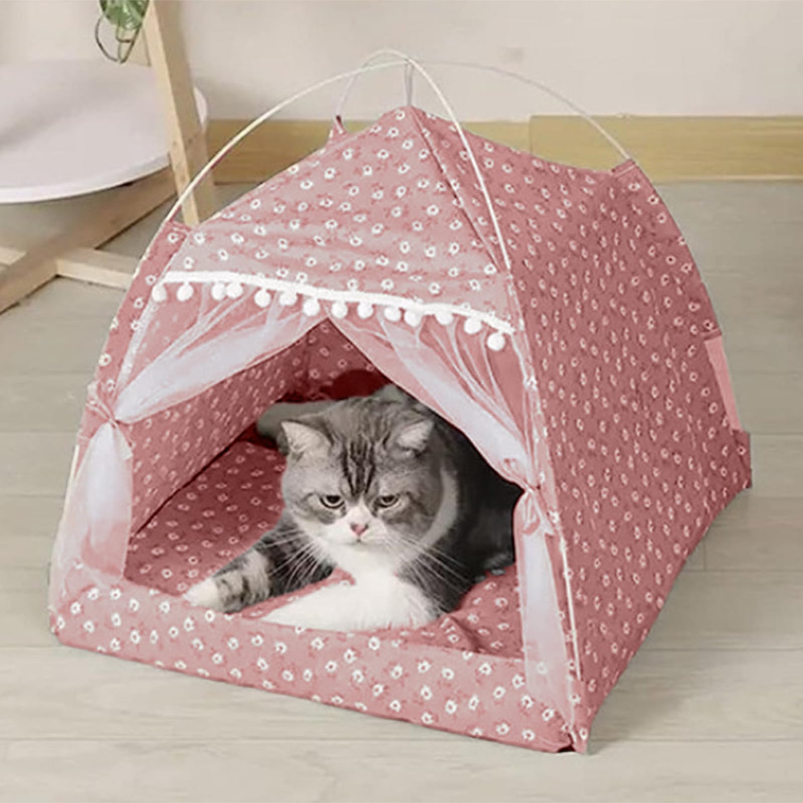 Qiopertar Warm Enclosed Cat & Dog Bed - Indoor & Outdoor Cave Bed Tent for Small Pets - Cozy Pet House for Puppies, Cats & Dogs - Perfect for Lounging, Napping & Travel