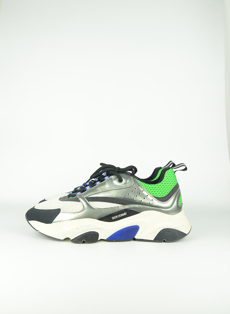 Dior Homme B22 White and Green Sneakers - Size 43.5 | Luxury Men's Fashion Shoes for Casual Wear & Street Style
