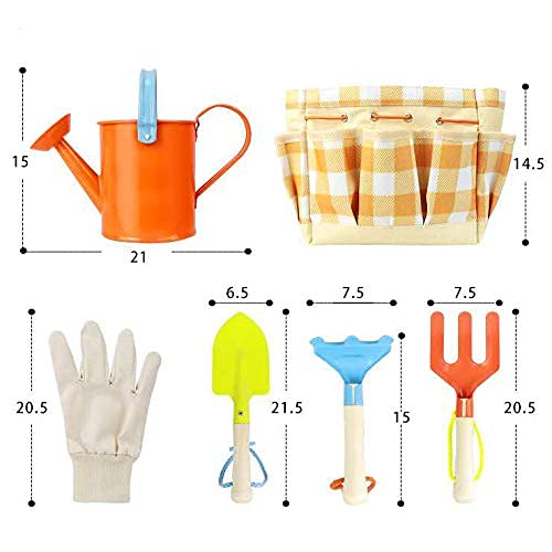 7 PCS Kids Gardening Tools Set with Tote Bag, Rake, Fork, Shovels, Apron, Gloves & Watering Can - Gardening Kit for Toddlers Ages 3-8 - Perfect Gift for Outdoor Play, Preschool Learning & Family Gardening Activities