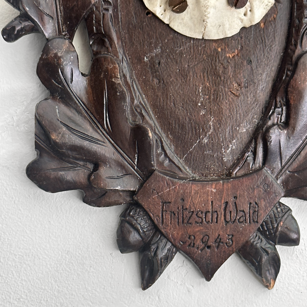 Black Forest Antlers on Carved Wood Plaque - Handcrafted Deer Antler Wall Decor for Hunting Lodge, Cabin & Rustic Home Decor - Perfect for Living Room, Study or Man Cave