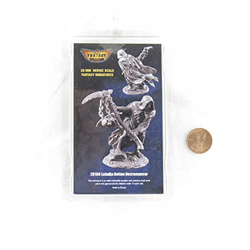 Luladja Rotten Necromancer 28mm Heroic Scale Unpainted Miniature Figure Kit - Perfect for Tabletop RPGs, War Games & Fantasy Collectors