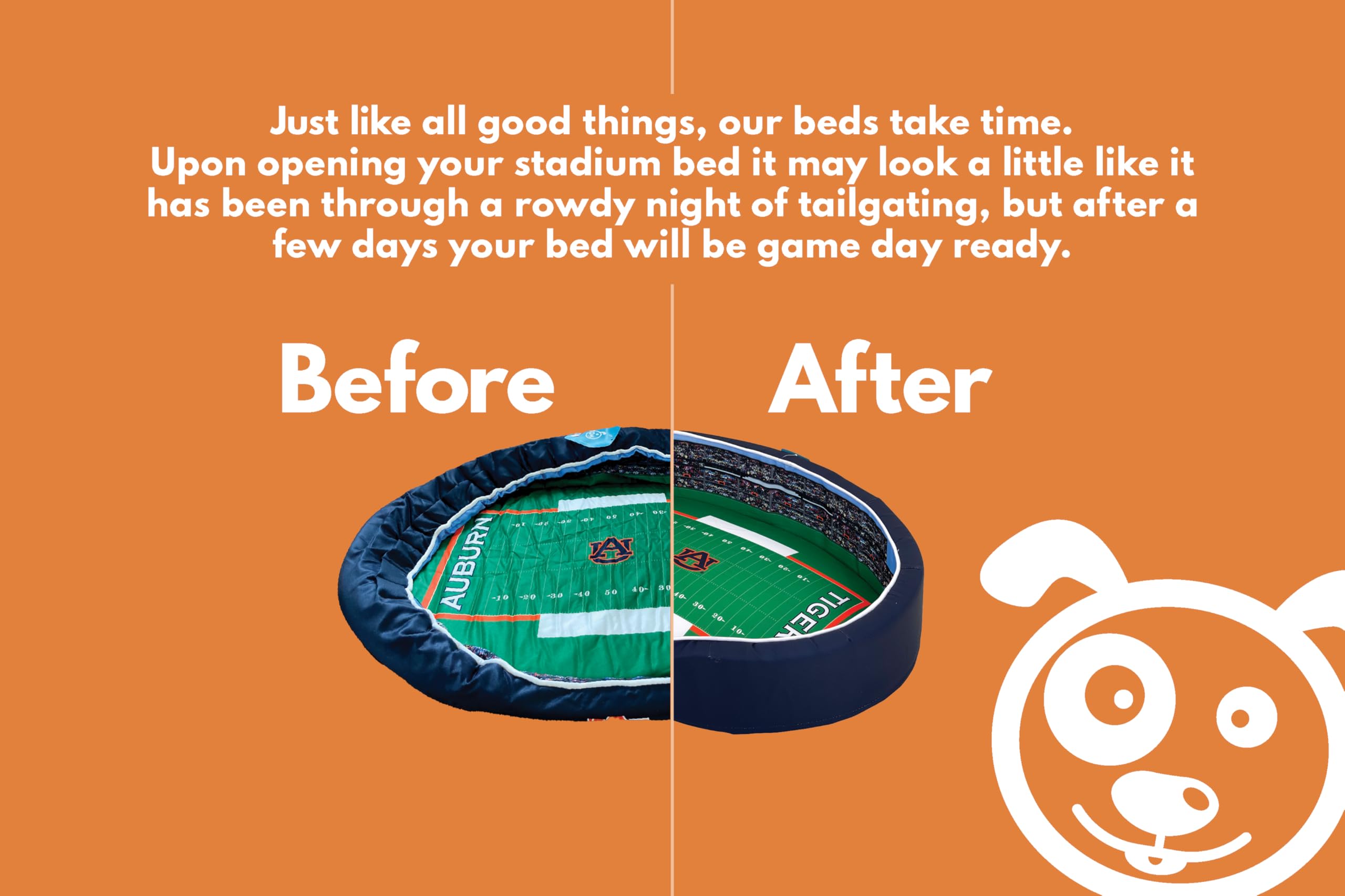 StadiumSpot Oval Dog Bed for Small Dogs - Comfortable & Durable Pet Bed for Home, Crate, or Travel - Louisville Design