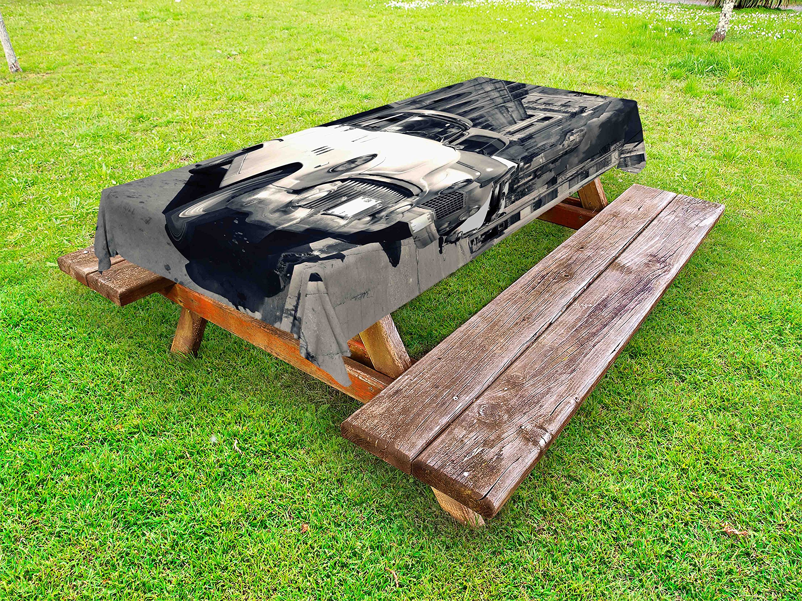 Vintage Havana Street Tablecloth - Washable Outdoor Picnic Table Cover with Classic American Cars Design, 58