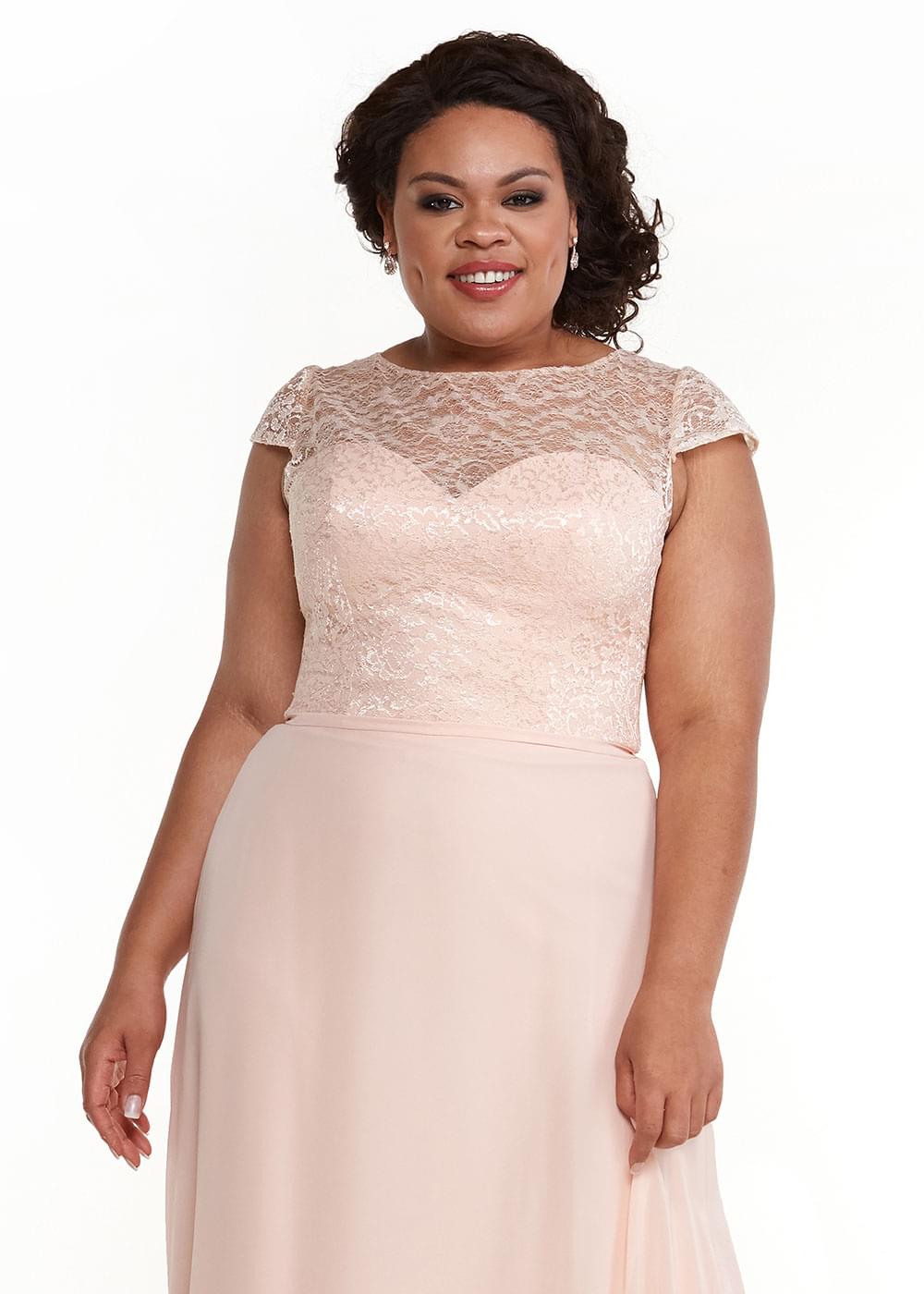 Elegant 80163 Lace Bodice A-Line Chiffon Bridesmaid Dress - Perfect for Weddings, Formal Events & Special Occasions