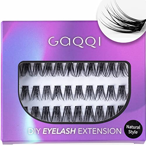 GAQQI DIY Eyelash Extension Cluster Lashes - 48 Pcs Wide Stem Individual Lashes for Self Application | Reusable Synthetic False Lashes in 10/12/14/16mm Mixed Lengths | Natural Style for Everyday Glam & Special Occasions