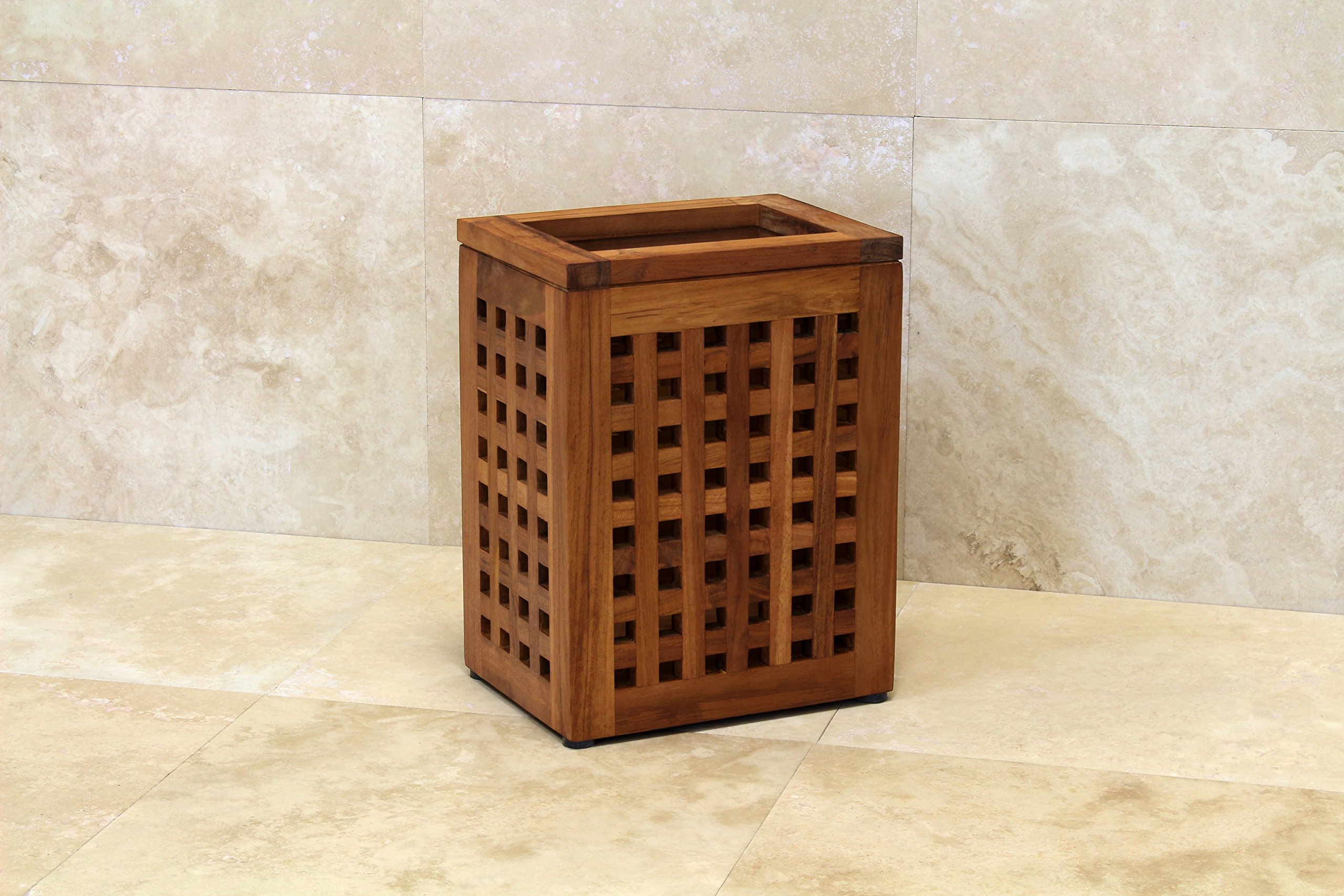 AquaTeak Wooden Shower Drain Grate Waste Basket - Rust-Resistant Bathroom Floor Drain Cover for Showers, Bathtubs & Wet Areas