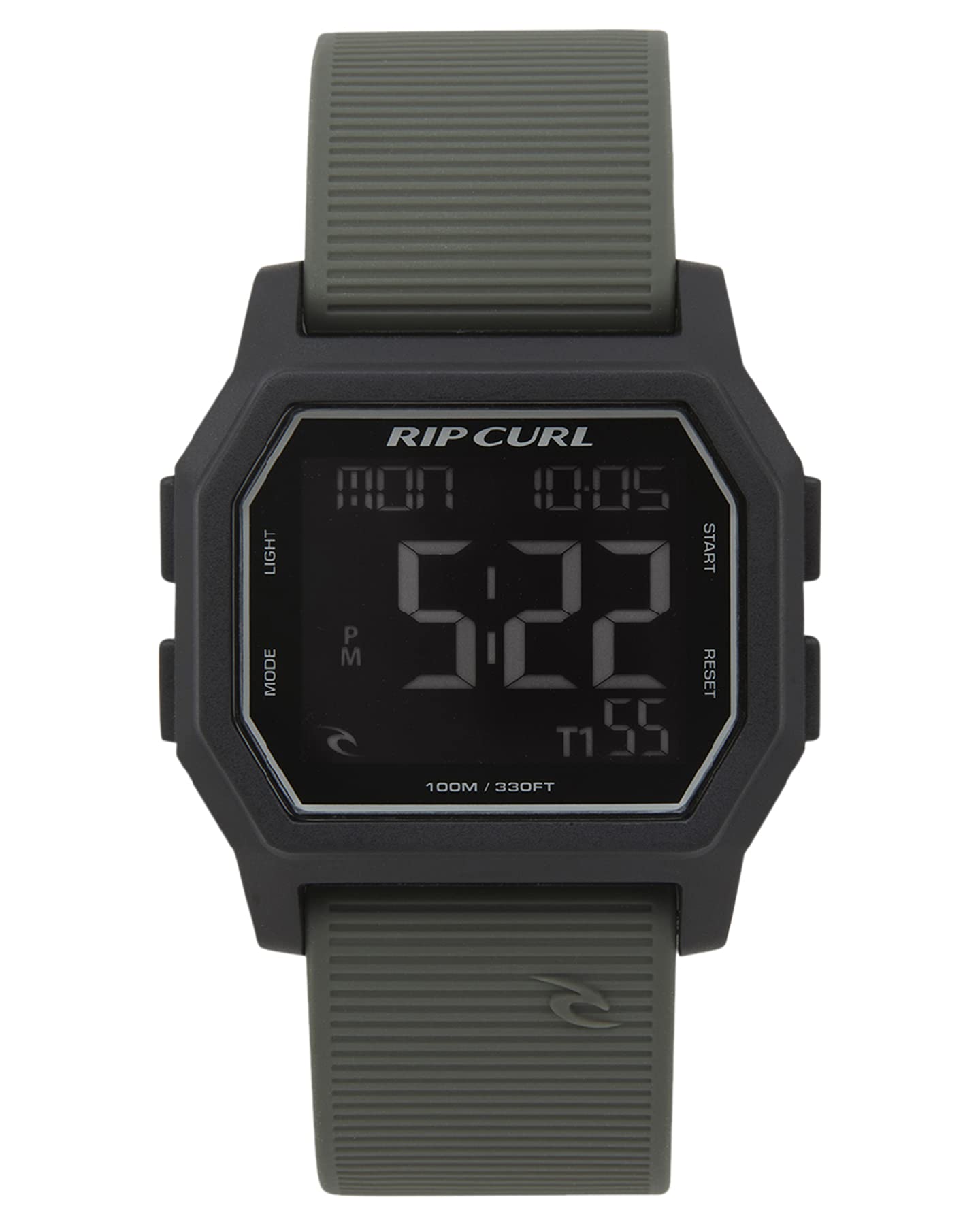Rip Curl Men's Quartz Sport Watch with Silicone Strap - Green Army Dial, 24mm Waterproof Digital Watch (Model A270101191SZ) for Surfing, Swimming & Outdoor Adventures