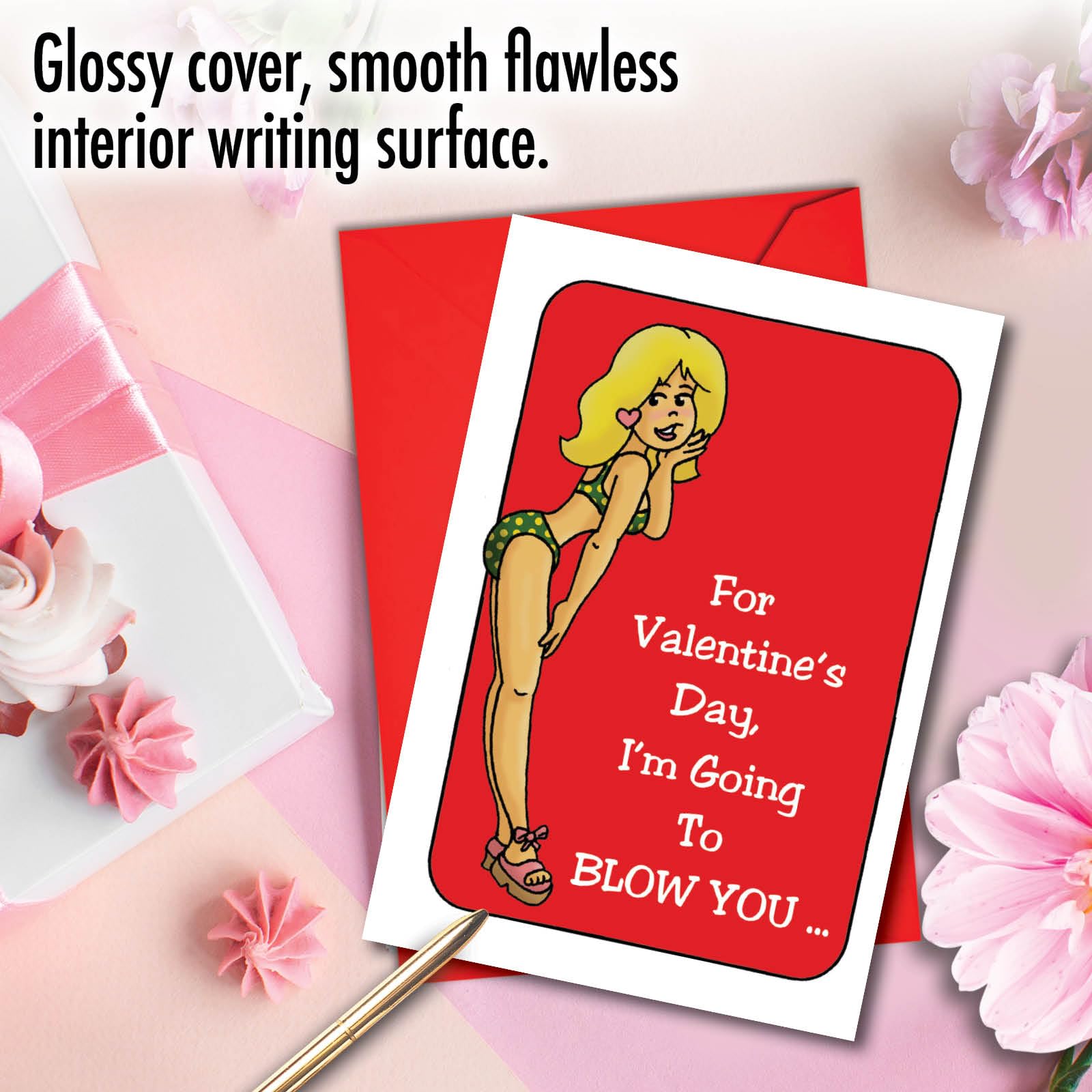 Funny Valentine's Day Card for Adults - Naughty Humorous Greeting Card for Spouse with Envelope (Blow a Kiss Design C9215VDG) - Perfect for Romantic Gifts, Couples & Anniversary Celebrations