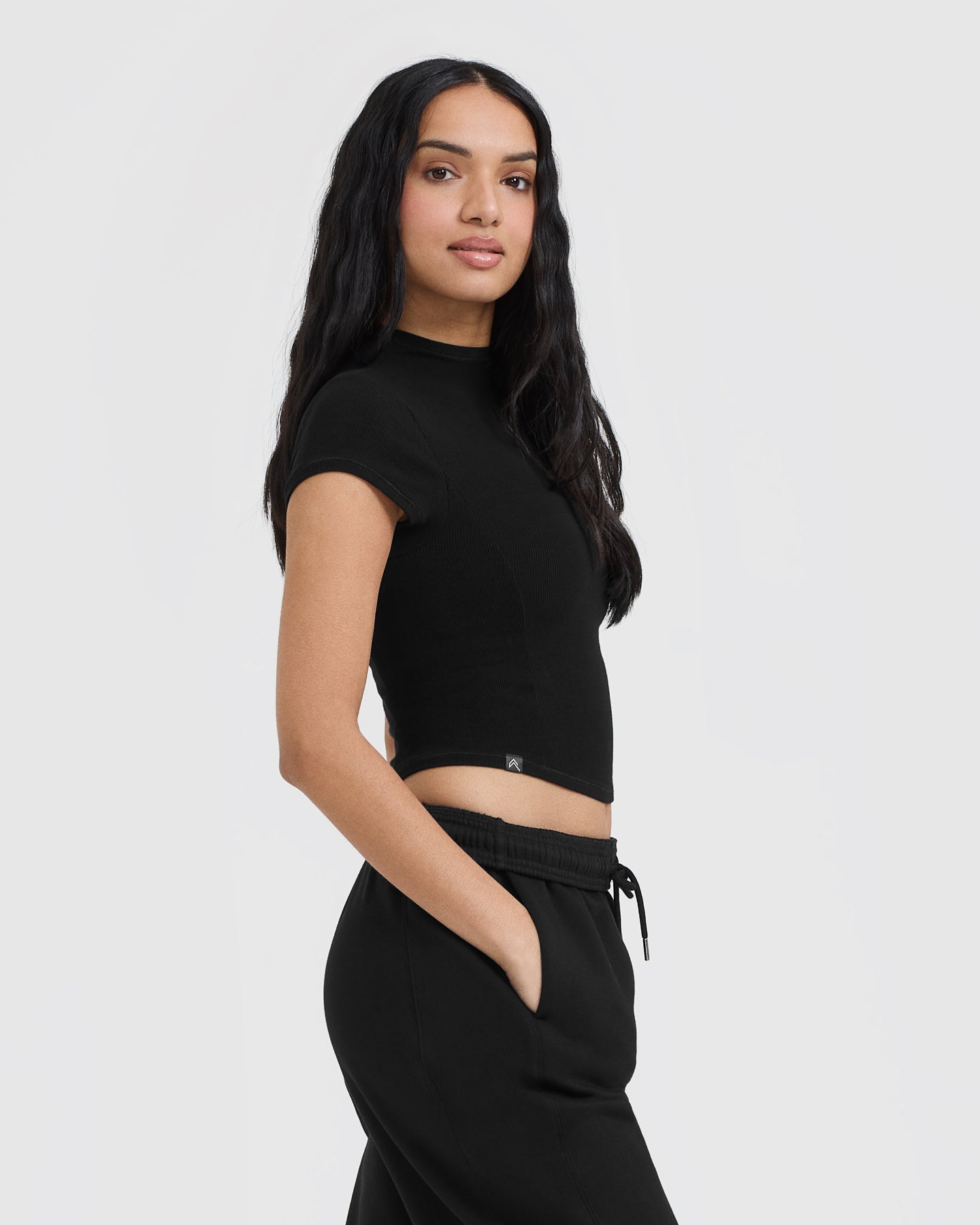 Mellow™ Rib Mid Mock Neck T-Shirt for Men - Soft Cotton Stretch Comfort Fit Tee - Black Casual Shirt for Everyday Wear, Layering & Outfits