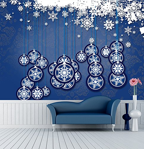 3D Snowflake Wallpaper Decal - Self-Adhesive Removable Vinyl Wall Mural (82