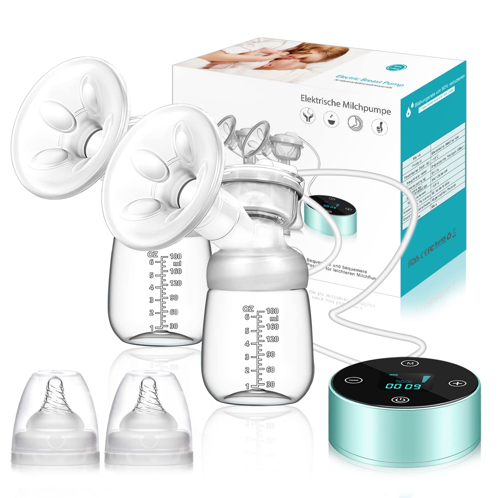Electric Breast Pump - Rechargeable Double Breastfeeding Pump with 3 Modes, 10 Levels & Touchscreen LED - Perfect for Nursing Moms at Home or Work