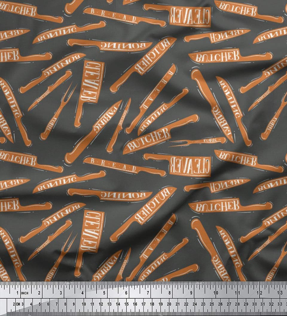 Soimoi 100% Polyester Crepe Fabric - Gray Textured Fabric by The Yard - 42 Inch Wide - Durable & Wrinkle-Resistant - Perfect for Kitchen Curtains, Aprons, Tablecloths & Culinary Decor - Chef-Inspired Printed Fabric for Restaurants & Home Cooking Spaces