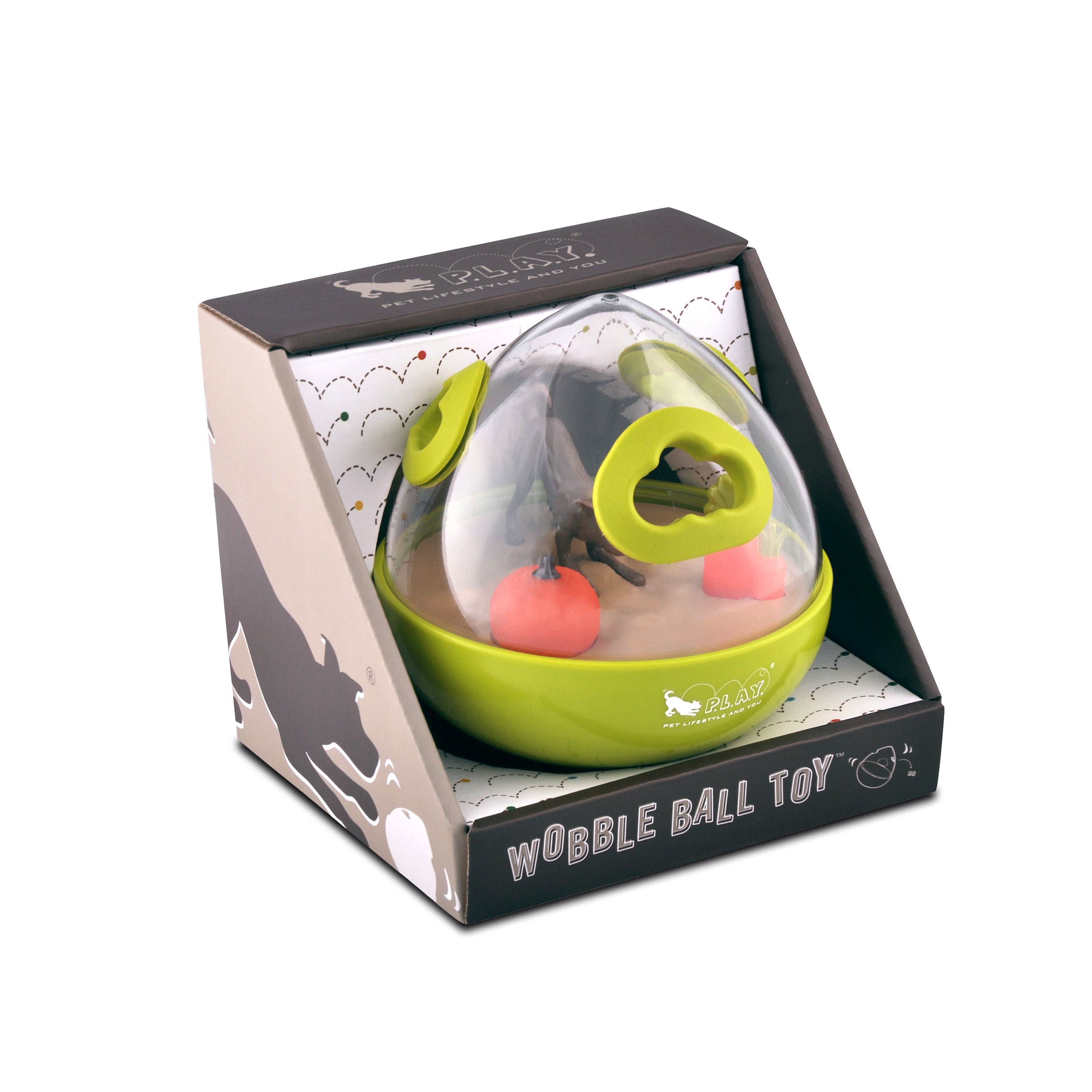 **Interactive Wobble Ball Dog Toy with Treat Dispenser - Green | Pet P.L.A.Y. | Fun Puzzle Game for Training & Mental Stimulation**    (Note: I kept 
