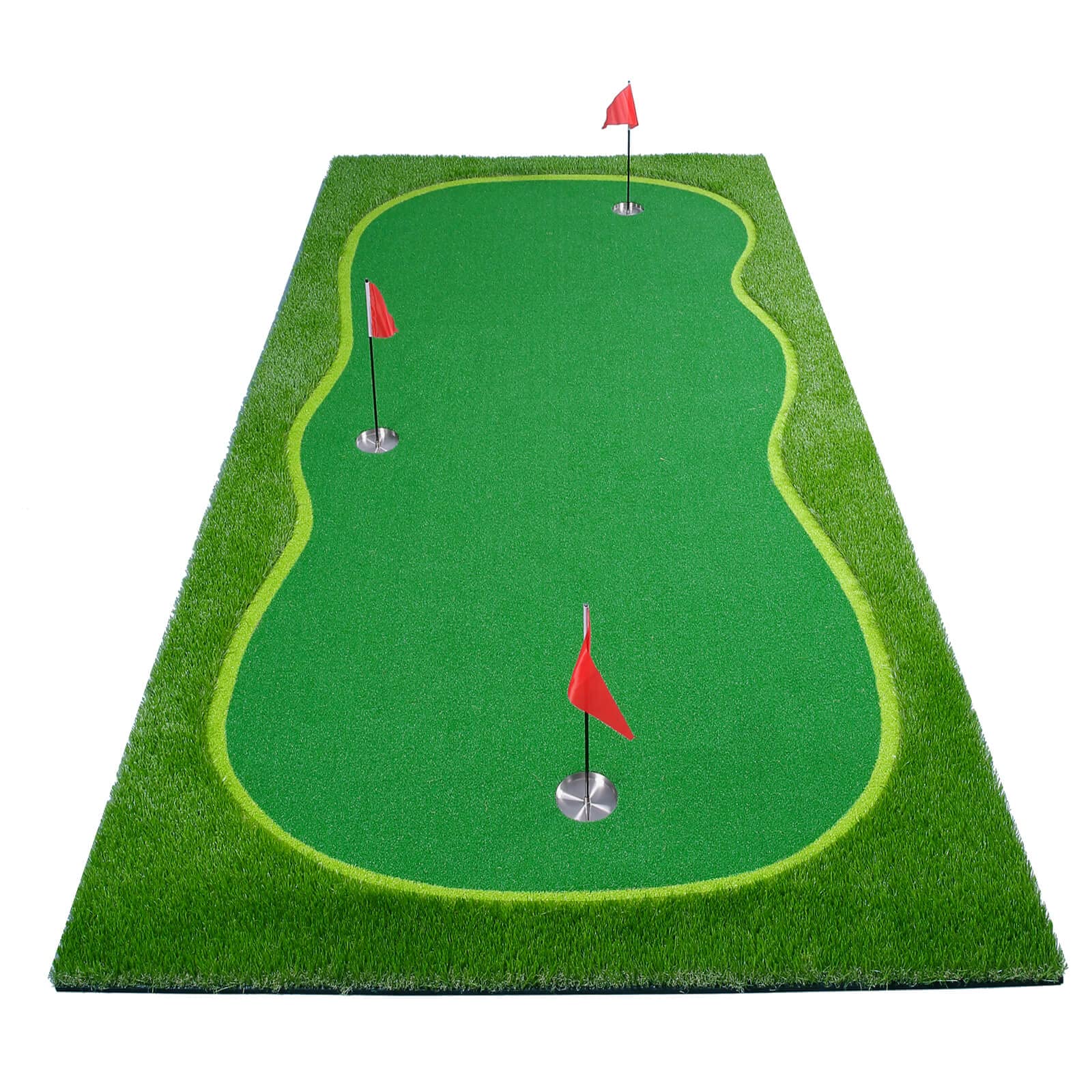 Professional Golf Putting Green Mat - Indoor/Outdoor Golf Training Practice Mat with Challenging Long Putter - Perfect for Home, Office & Backyard Practice