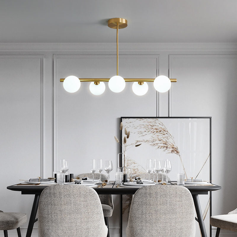Elegant White Glass Ball Chandelier - Modern Crystal Ceiling Light Fixture for Dining Room, Bedroom & Living Room Decor | Perfect for Wedding, Home & Office Lighting