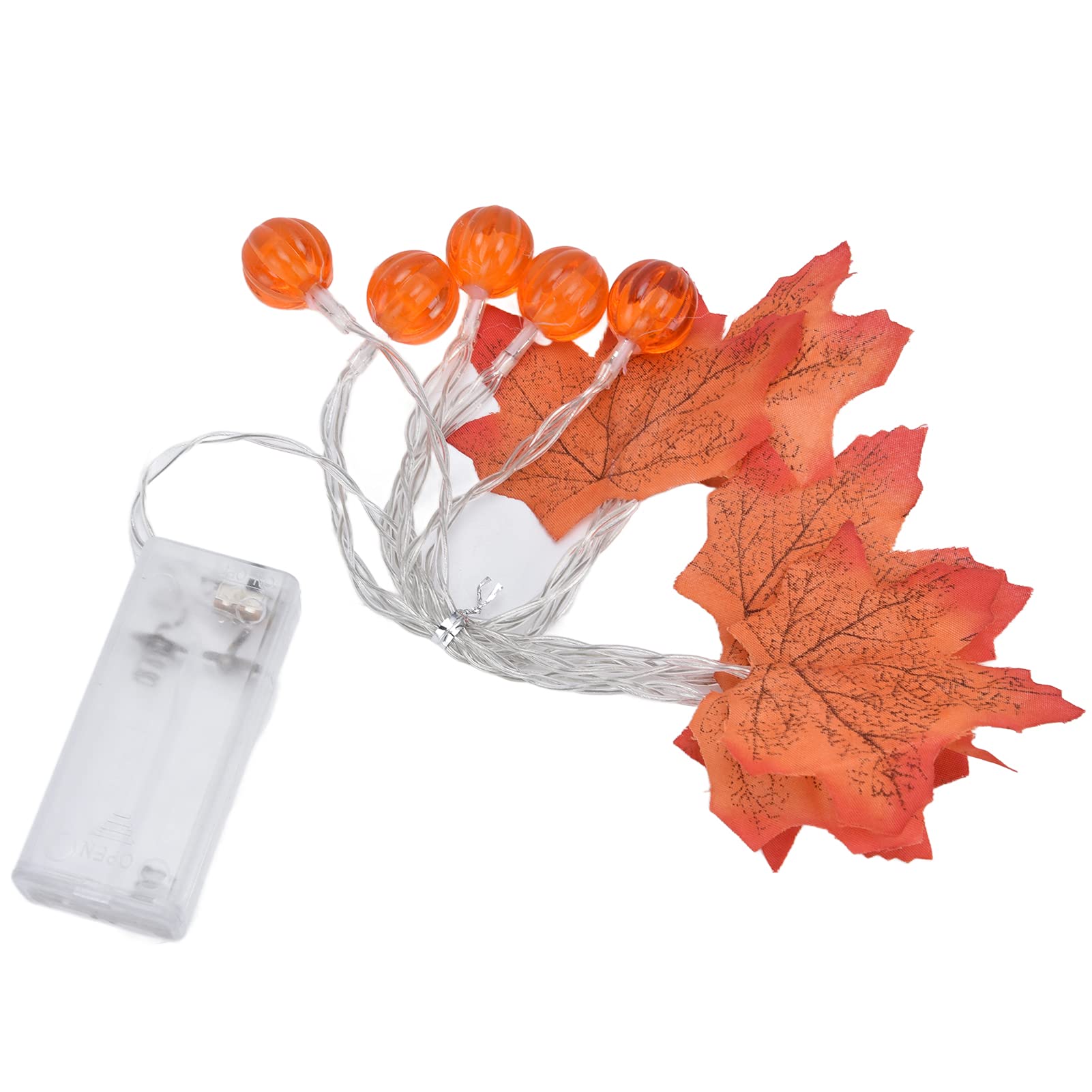 10LED Battery Powered Fall String Lights - Waterproof LED Pumpkin Maple Leaf Fairy Lights for Halloween Party, Thanksgiving, Yard Decoration, Garden, Wedding & Outdoor Events