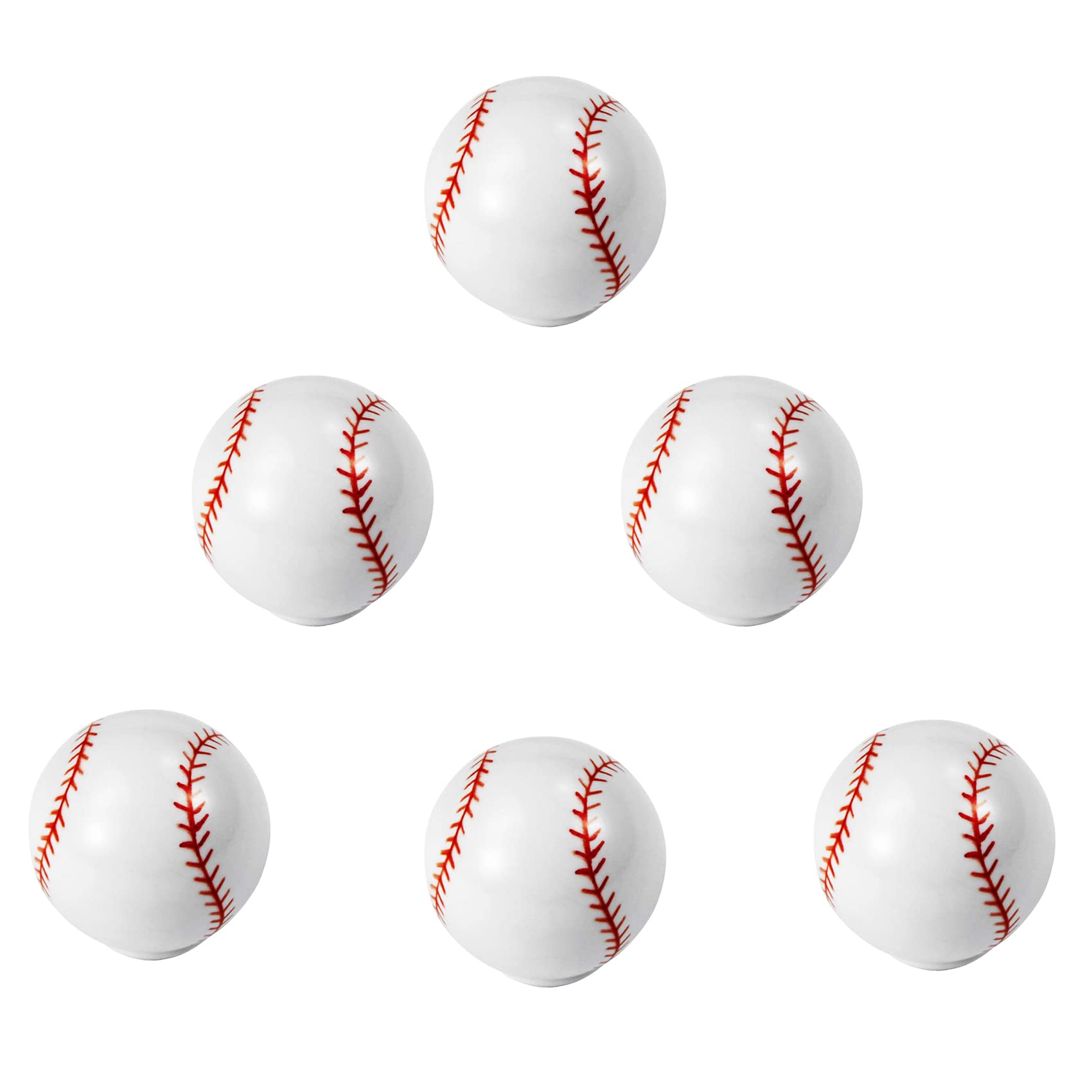6-Piece Baseball Cabinet Knobs - Sports Theme Drawer Pulls for Dresser, Kitchen Cabinets & Home Decor - Perfect for Kids' Rooms, Game Rooms & Sports-Themed Interiors