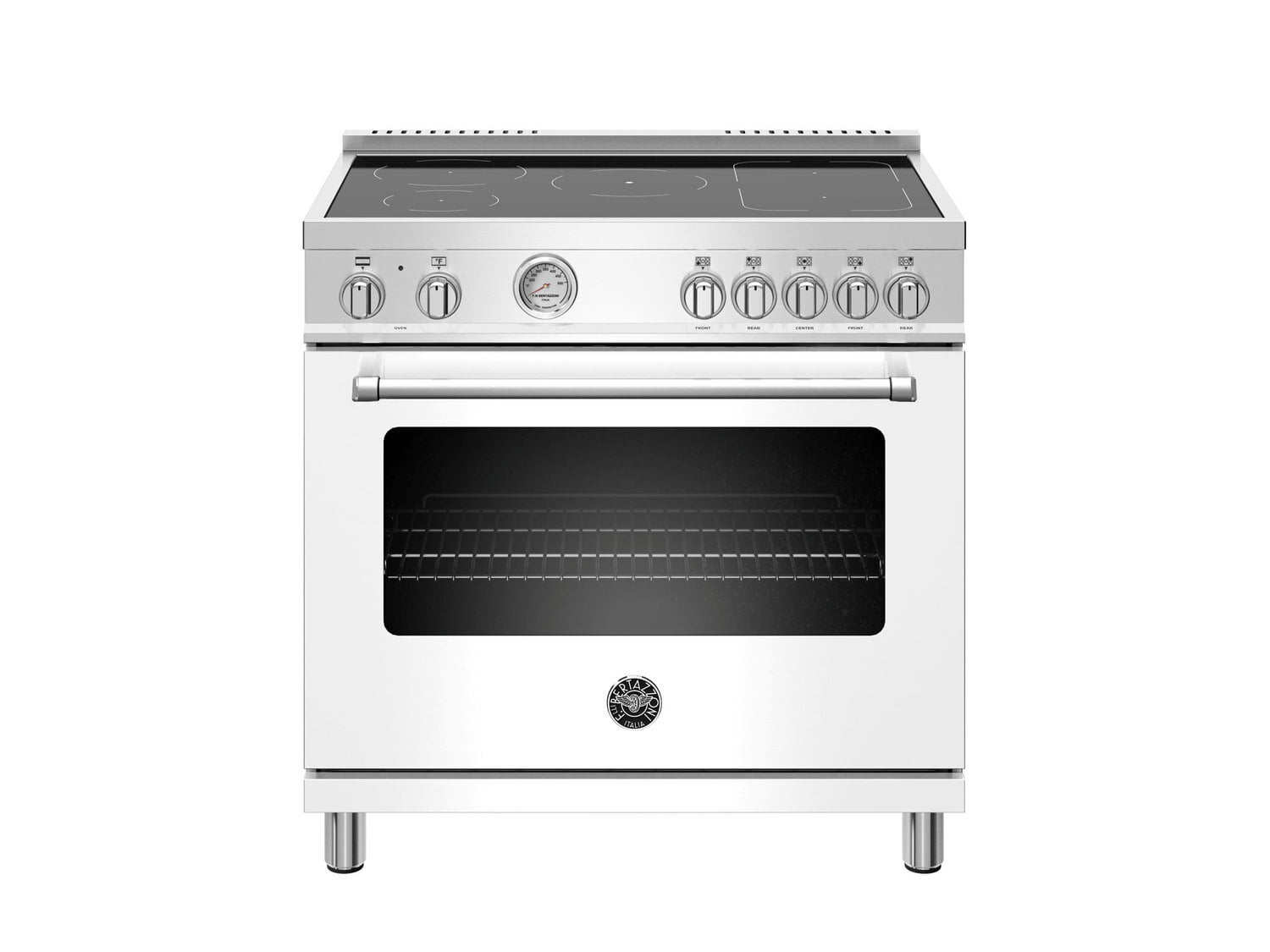 Bertazzoni MAST365INMBIE 36 Inch Induction Range with 5 Heating Zones & Electric Oven in Bianco Matt Finish - Perfect for Modern Kitchens, Home Chefs & Professional Cooking