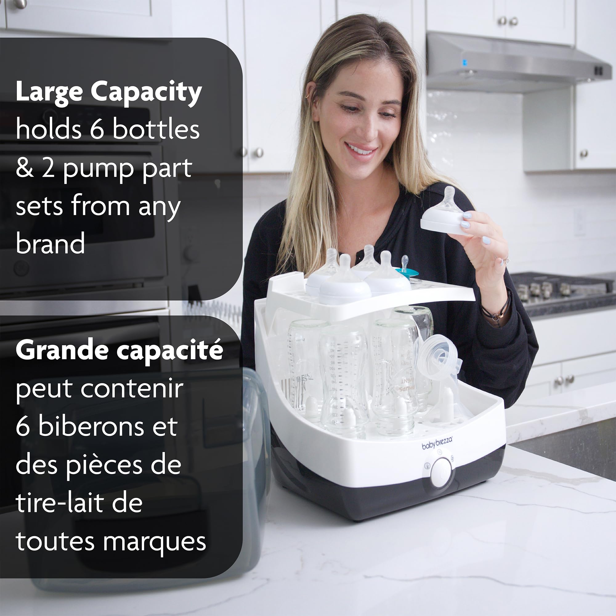 Baby Brezza 10-Minute Electric Baby Bottle Sterilizer and Dryer - Fast Steam Sterilization for All Bottles, Pacifiers & Baby Accessories - Perfect for Home, Travel & Daycare Use