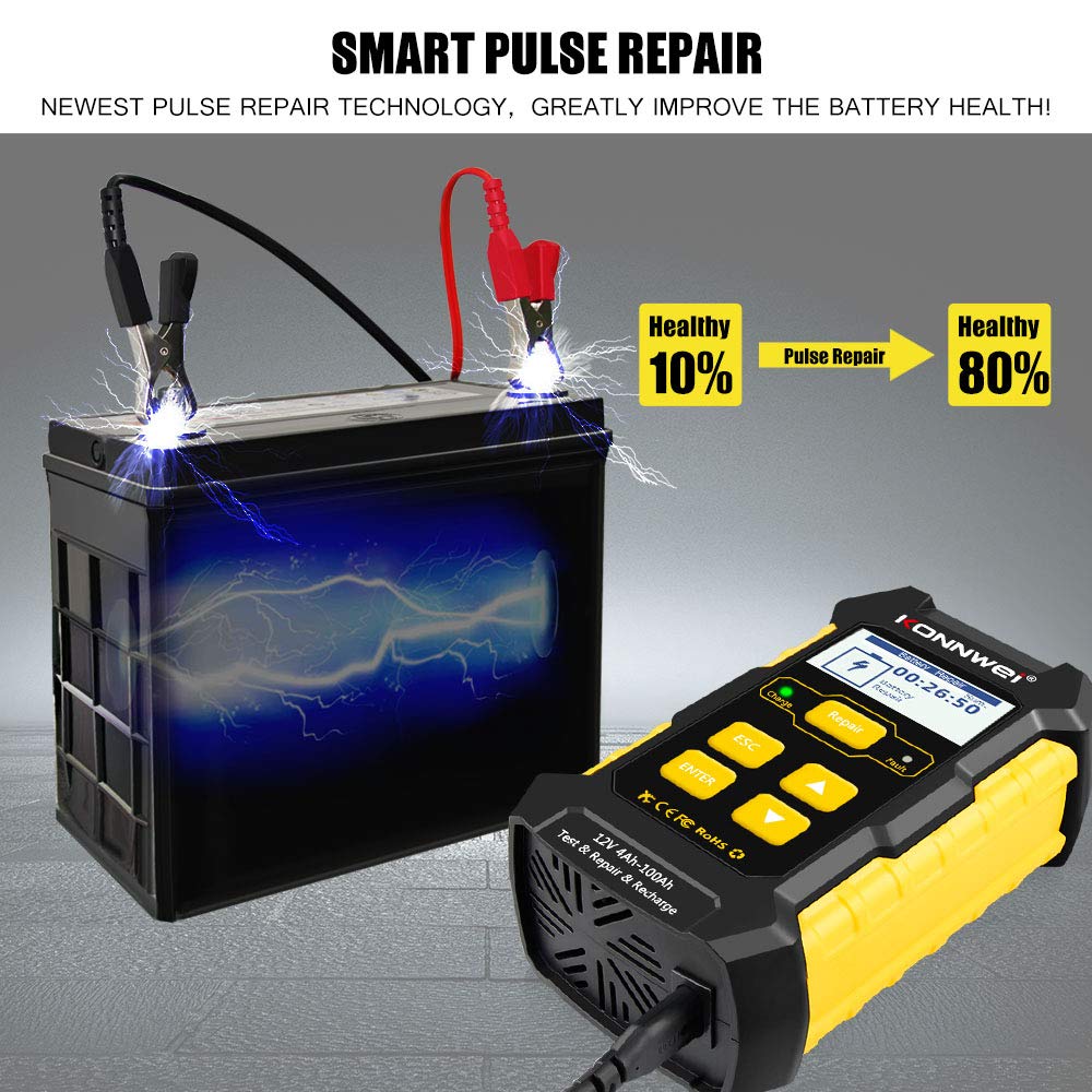 KW860 Enhanced OBD2 Scanner & KW510 Battery Charger Tester Combo - Professional Car Diagnostic Tool for Engine, ABS, Transmission - 12V Battery Tester & Maintainer - Perfect for Mechanics, DIY Auto Repair & Vehicle Maintenance