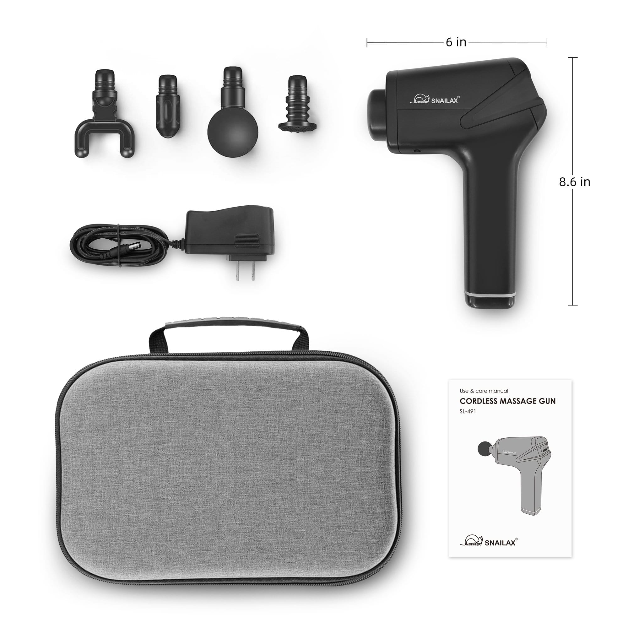 Snailax Cordless Deep Tissue Massage Gun - Portable Percussion Therapy Device for Muscle Pain Relief, Recovery & Relaxation - Perfect for Athletes, Gym Workouts & Home Use