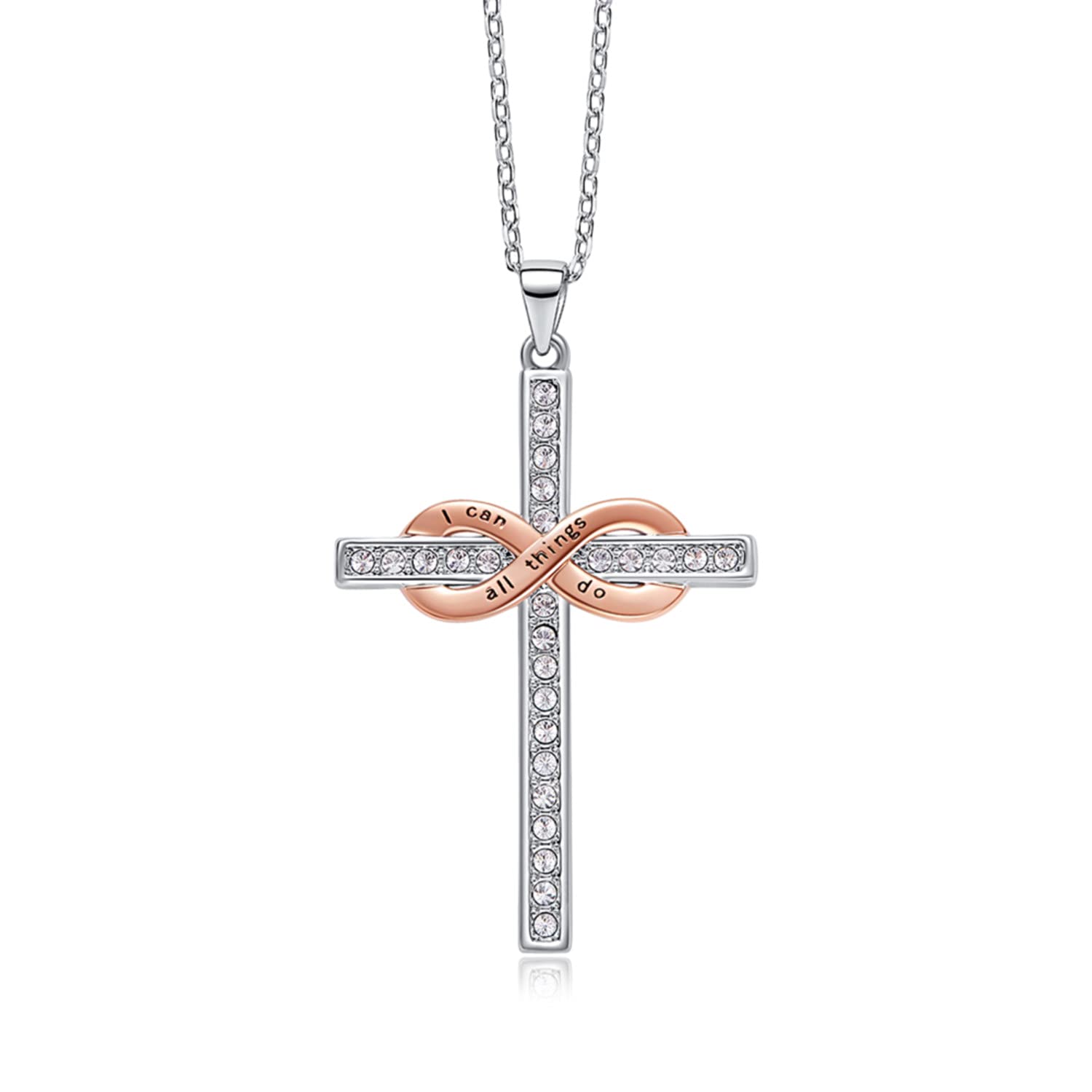 AIEGNOS 925 Sterling Silver Infinity Cross Pendant Necklace for Women - Religious Jewelry Gift for Birthday, Easter, Baptism & Confirmation | Perfect for Church, Weddings & Daily Wear